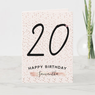 Carte Blush Rose & Rose Gold 20 Anniversaire