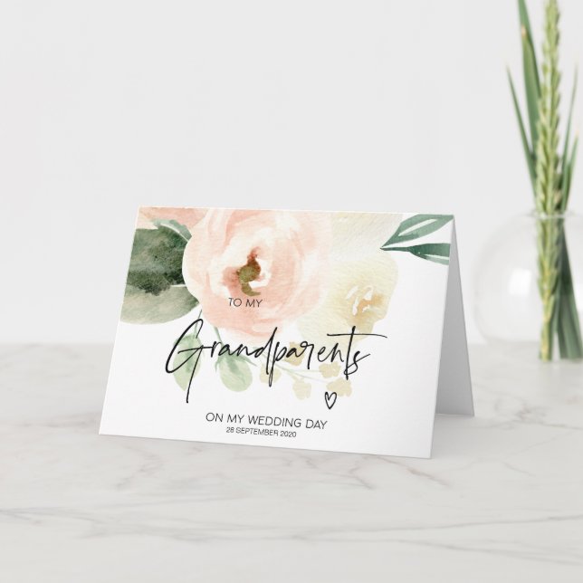 Carte Blush To My Grand-parents My Wedding Day Grand-mèr (Devant)