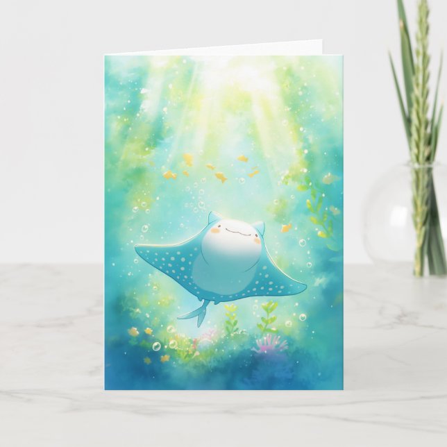 Carte Blushing Manta Ray Gliding à travers la mer (Devant)
