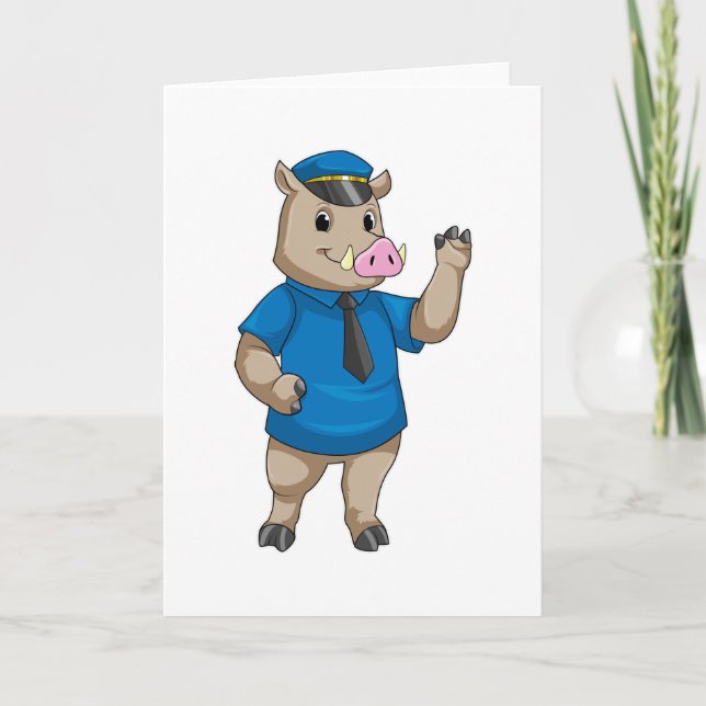 Carte Boar en tant qu'officier de police avec casquette  (Devant)