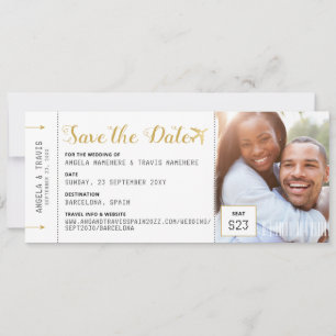 Carte Boarding Pass Destination Photo Save the Date