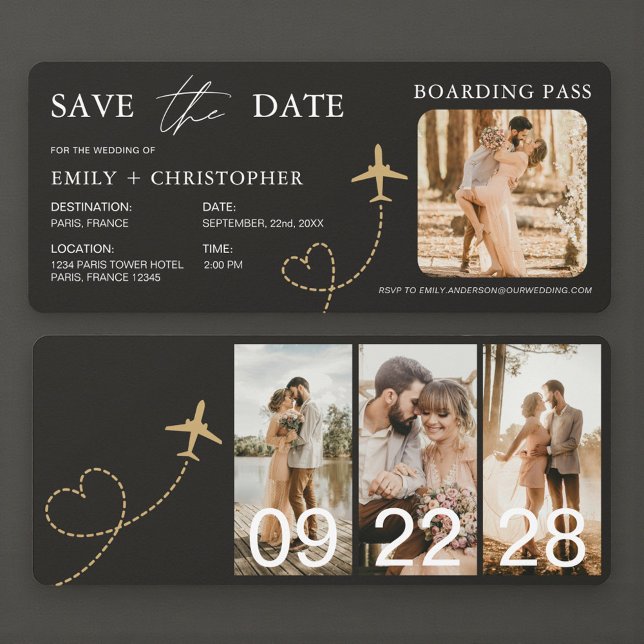 Carte Boarding Pass Plane Ticket Save The Date (Créateur téléchargé)