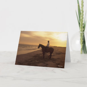 Carte Bob Langrish   Cheval et Rider sur la plage au cou