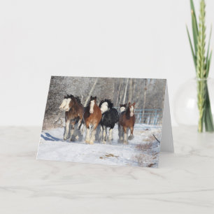 Carte Bob Langrish Troupeau De Clydesdales En Neige