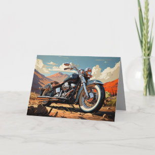 Carte Bobber Motorcycle Card - Arrière - plan du désert