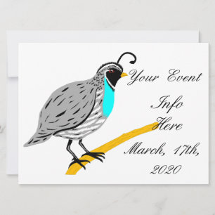 Carte Bobwhite Quail à gorge bleue Thunder_Cove