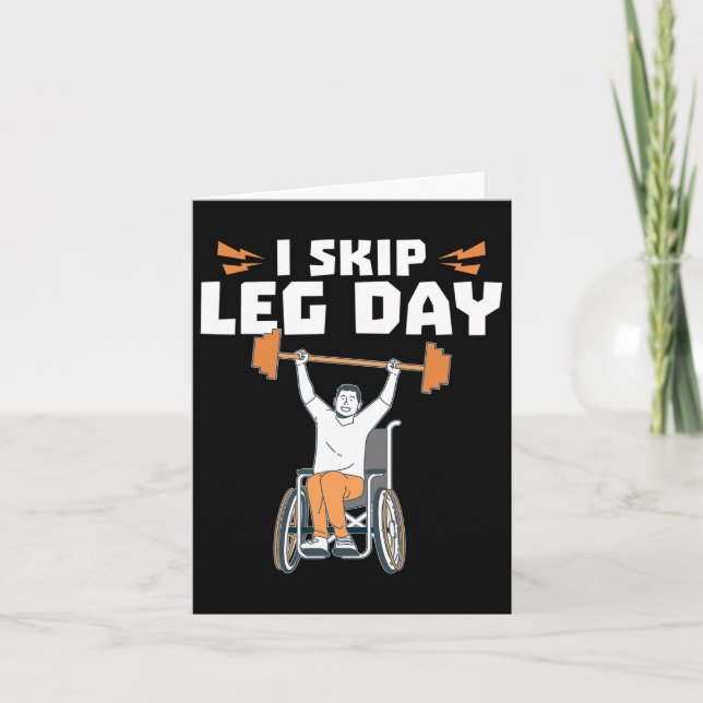 Carte Bodybuilder en fauteuil roulant - Je Saute Jour de (Devant)