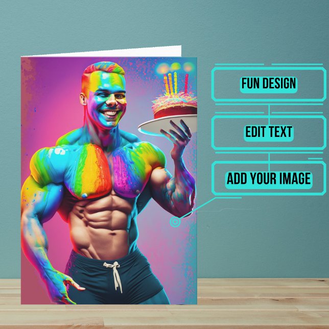 Carte Bodybuilder Gay Anniversaire (Wish a very Happy Birth - gay to your favorite human with this LGBTQ+ inspired birthday card. )