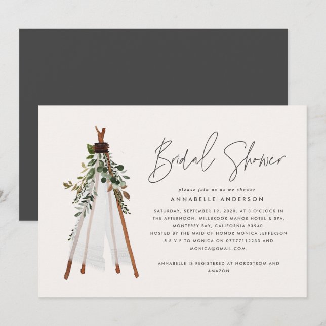 Carte Bohème contemporain teepee botanique été (Devant / Derrière)