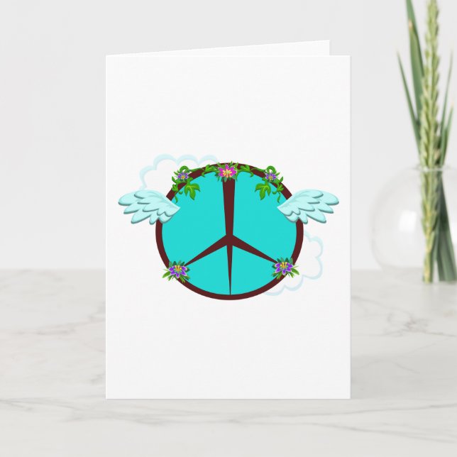 Carte Bohemian Angel Wings Peace Symbol (Devant)