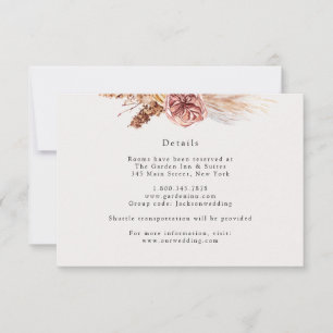 Carte Bohemian Pampas Grass Mariage Détails