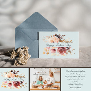 Carte Boho aquarelle photo personnalisée fête de la mère