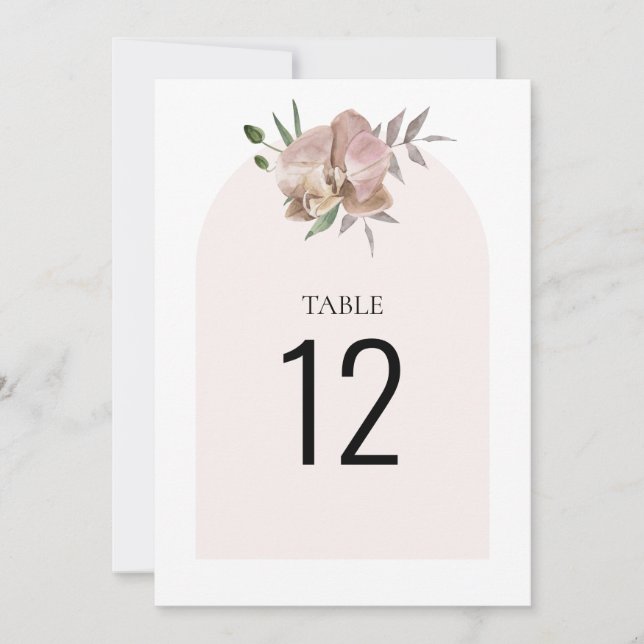 Carte Boho Arch Dusty Orchid Floral Mariage Numéro de ta (Devant)