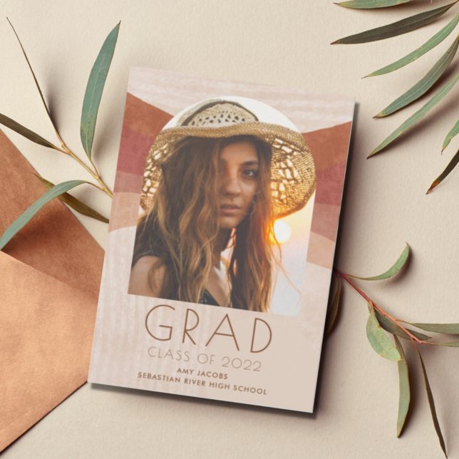 Carte Boho Arch Photo Girl High School Graduation (Créateur téléchargé)