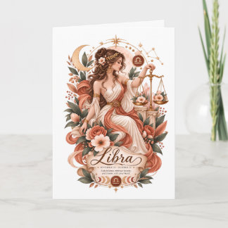 Carte Boho Balance Zodiaque Astrologie Botanique en Terr