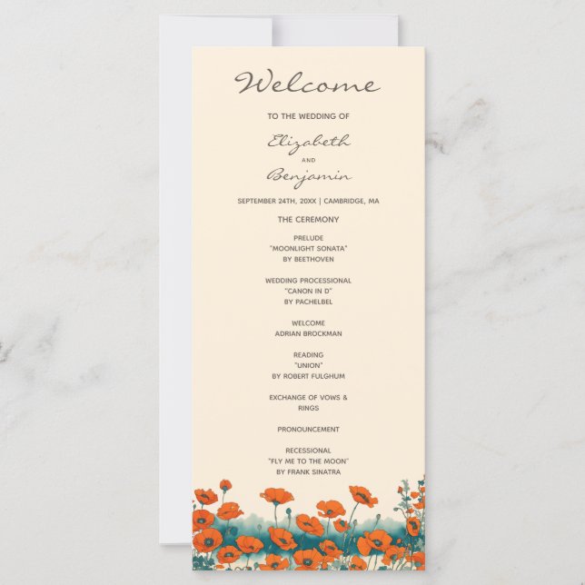 Carte Boho Bohemian Fleur sauvage Rustic Wedding Program (Devant)