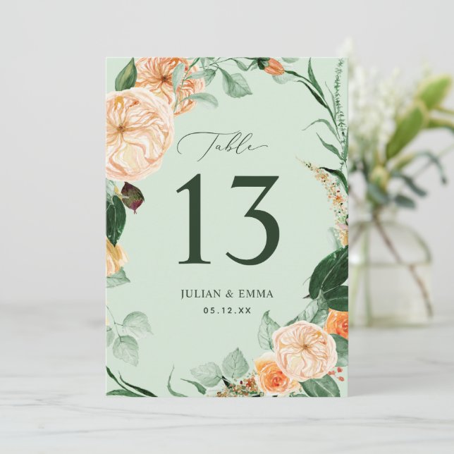 Carte Boho Botanique Sage Vert verdure Floral Personnali (Debout devant)