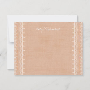 Carte Boho Broderie Papeterie Motif Tribale - Orange