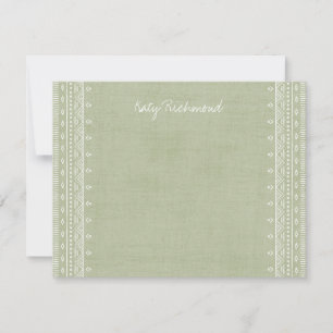 Carte Boho Broderie Tribal Motif Papeterie - Vert
