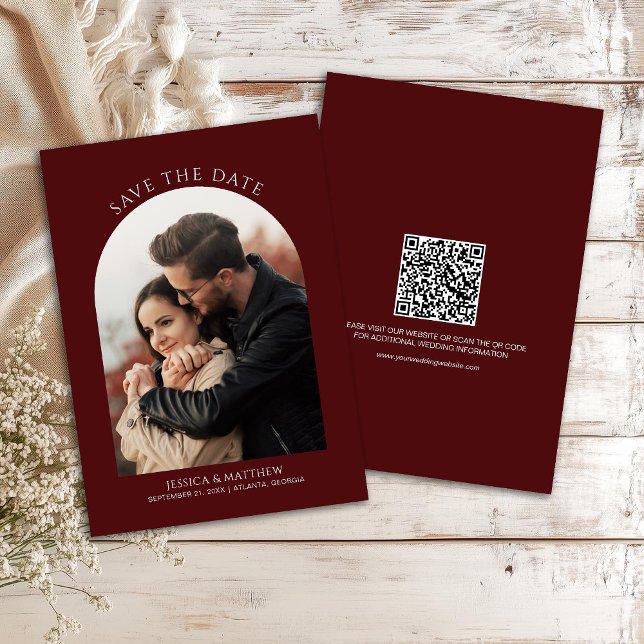 Carte Boho Burgundy Photo Arch Wedding (Créateur téléchargé)