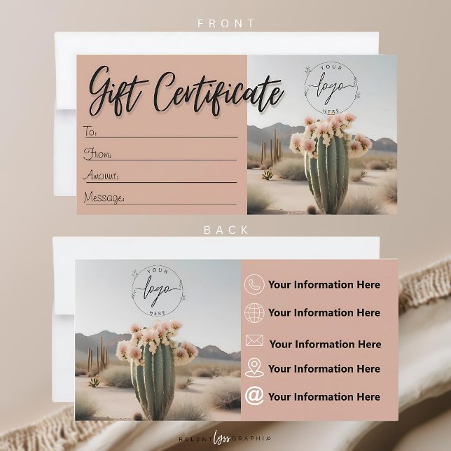 Carte Boho | Cactus à fleurs | Esthétique |Certificat ca (Créateur téléchargé)