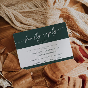Carte Boho Chic Emerald Green Menu Choix Carte RSV