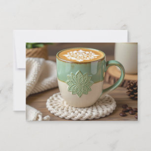 Carte Boho Coffee Mug Business Merci Holiday Card