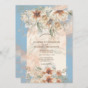 Carte BOHO Dusty Blue Pampas Grass Mariage
