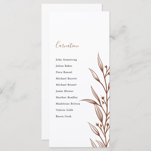 Carte Boho Earthy Botanical Elégant Plan de table d'ivoi (Devant / Derrière)