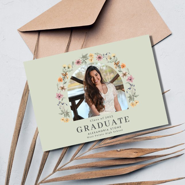 Carte Boho Fleur sauvage Diplôme du lycée numérique (Créateur téléchargé)