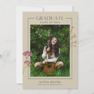 Carte Boho Fleur sauvage Girl Lycée Graduation