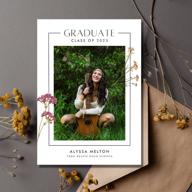 Carte Boho Fleur sauvage Girl Lycée Graduation (Créateur téléchargé)