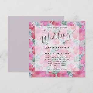 Carte Boho Floral Blush Pink Aquarelle Mariage Inviter