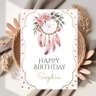 Carte Boho Floral Chic Anniversaire