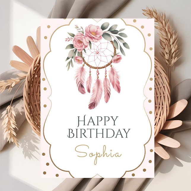 Carte Boho Floral Chic Anniversaire (Créateur téléchargé)