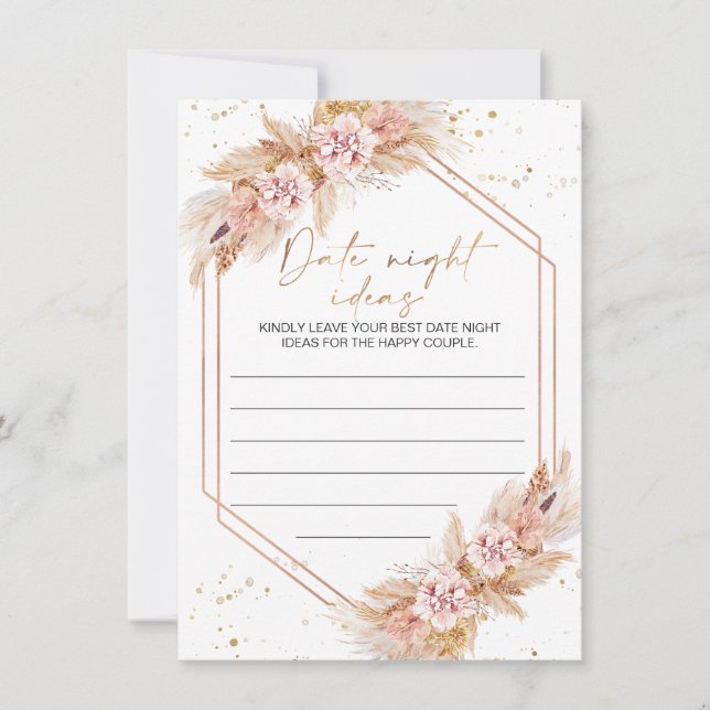 Carte Boho Floral Date Night Ideas (Devant)