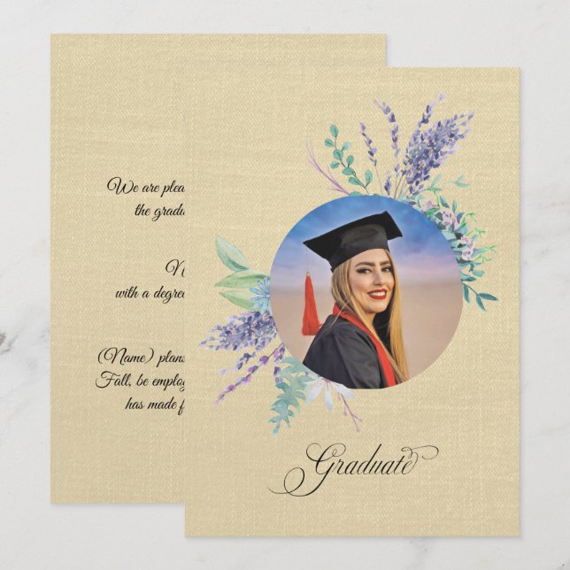 Carte Boho Floral Graduation Announcement (Devant / Derrière)