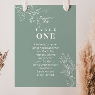 Carte Boho Floral Sage Green Mariage