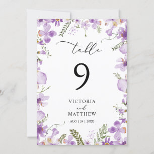 Carte Boho Lilac Floral Mariage Numéro de tableau