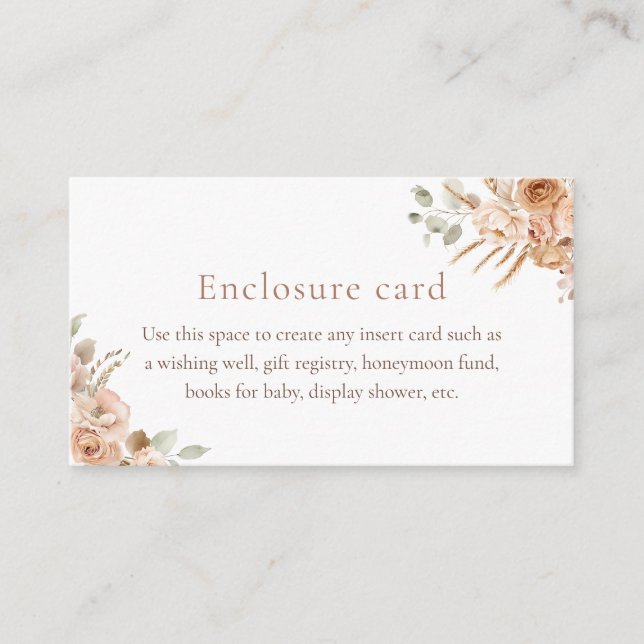 Carte Boho Pampas Baby shower en laiton (Devant)