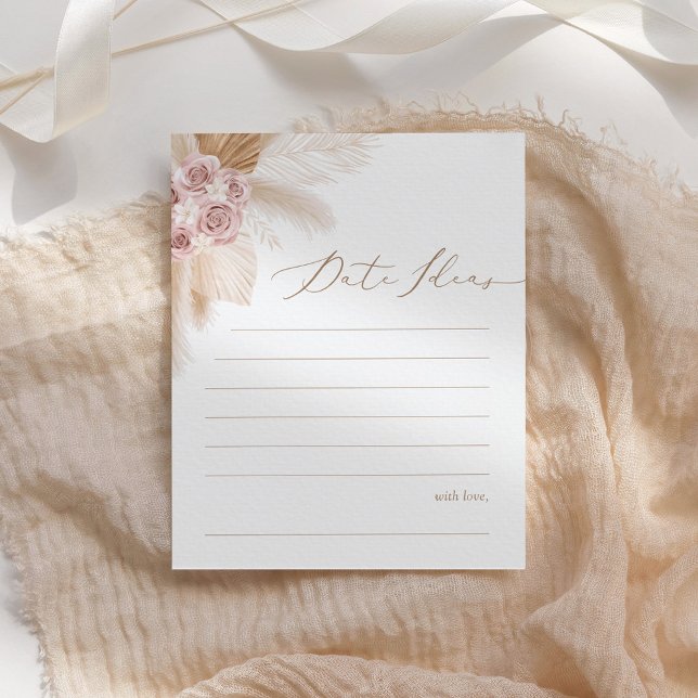 Carte Boho Pampas Grass Date Nuit Idées Carte (Créateur téléchargé)