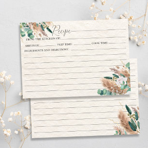 Carte Boho Pampas Grass Eucalyptus Beige Recette