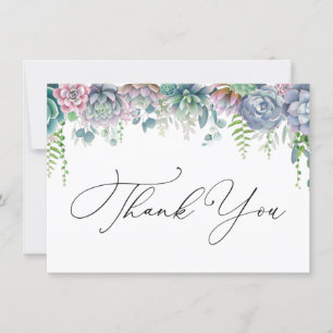 Carte Boho pourpre et vert Merci succulent