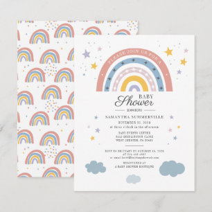 Carte Boho Rainbow Watercolor Script Baby shower
