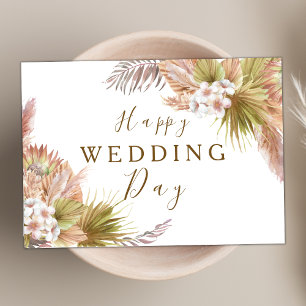 Carte Boho rose pâle Floral moderne Jour de mariage heur