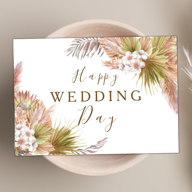 Carte Boho rose pâle Floral moderne Jour de mariage heur (Créateur téléchargé)