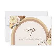 Carte Boho RSVP couleur neutre florale