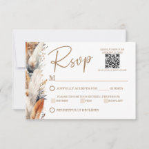 Carte Boho RSVP moderne avec code QR