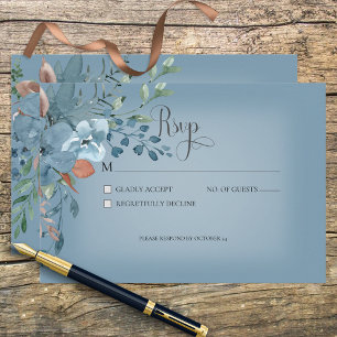 Carte Boho Rust & Blue Floral Mariage Response Car