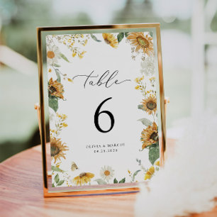 Carte Boho Sunflower Floral Élégant mariage Numéro de ta